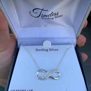 Sterling Silver infinity sign diamond necklace ♾